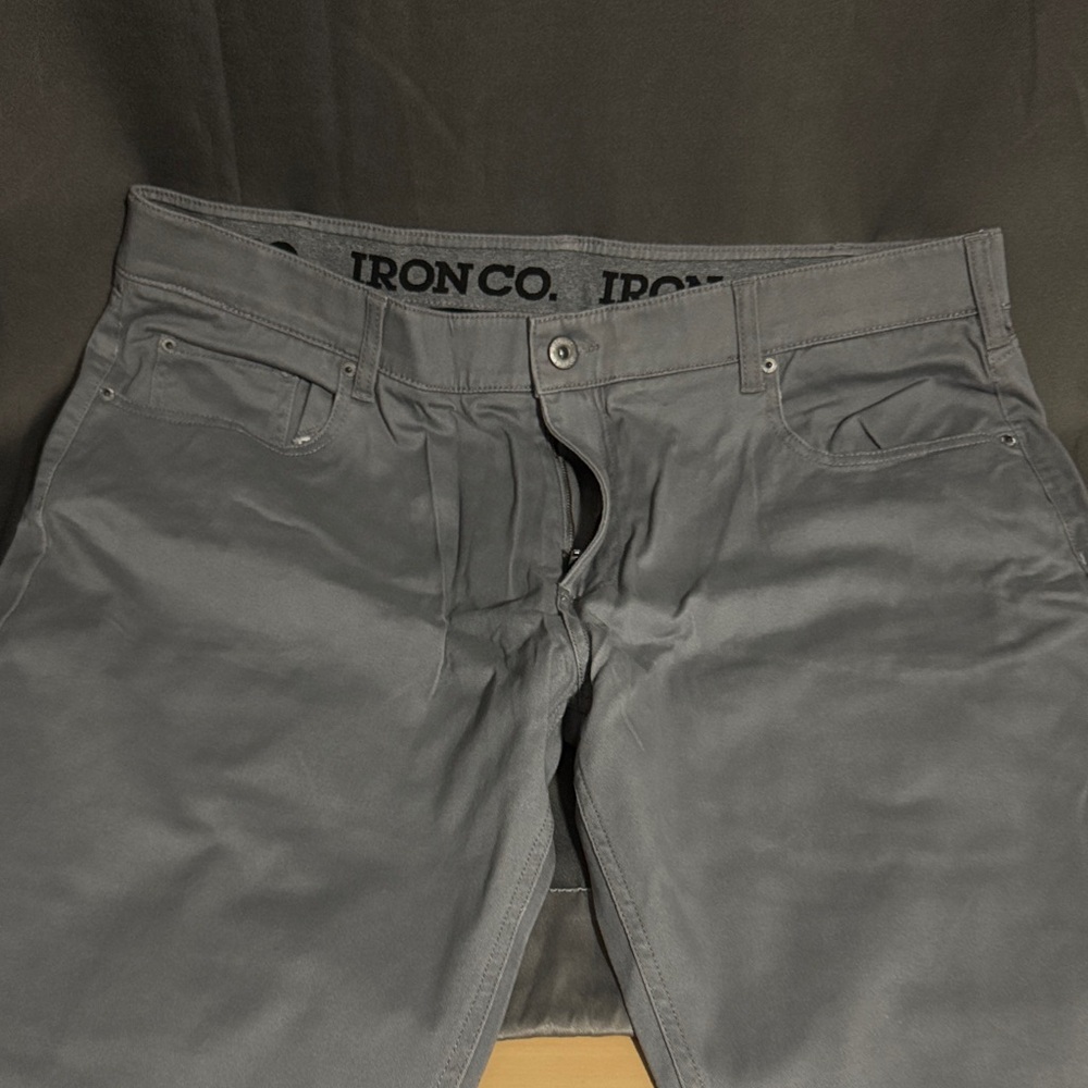 Iron Co. Straight Leg Jeans Men's 40x30 Gray Flat Front 5-Pocket